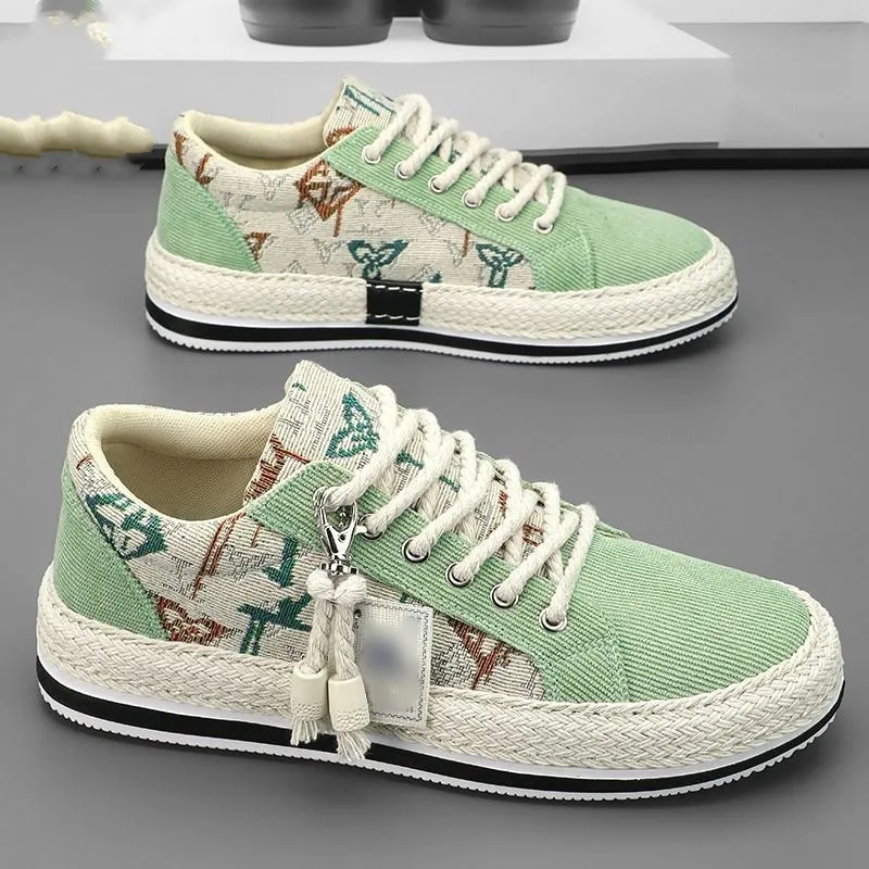 Men's Casual Canvas Shoes Breathable Lightweight Corduroy Loafers Old Beijing Style Flat Shoes Trendy Walking Sneakers for Spring thumbnail 3