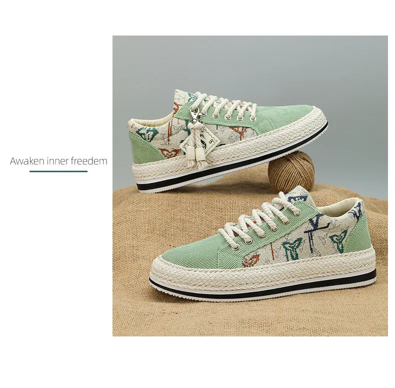 Men's Casual Canvas Shoes Breathable Lightweight Corduroy Loafers Old Beijing Style Flat Shoes Trendy Walking Sneakers for Spring showcase 13