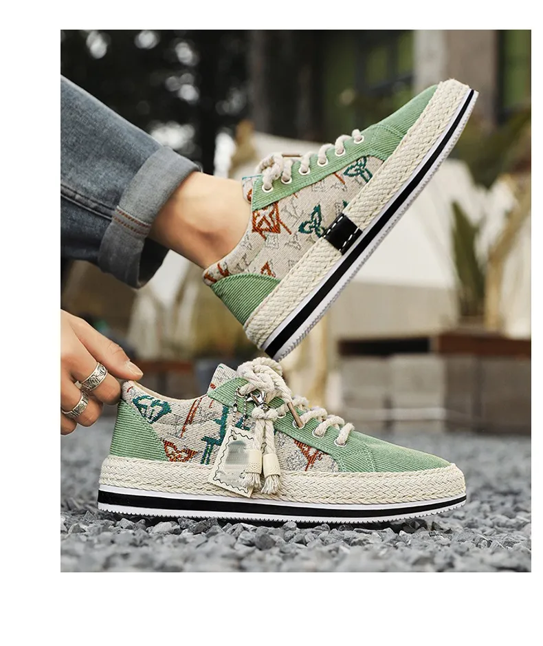 Men's Casual Canvas Shoes Breathable Lightweight Corduroy Loafers Old Beijing Style Flat Shoes Trendy Walking Sneakers for Spring showcase 15