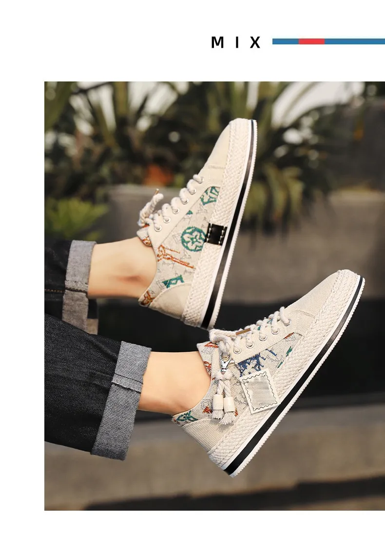 Men's Casual Canvas Shoes Breathable Lightweight Corduroy Loafers Old Beijing Style Flat Shoes Trendy Walking Sneakers for Spring showcase 10