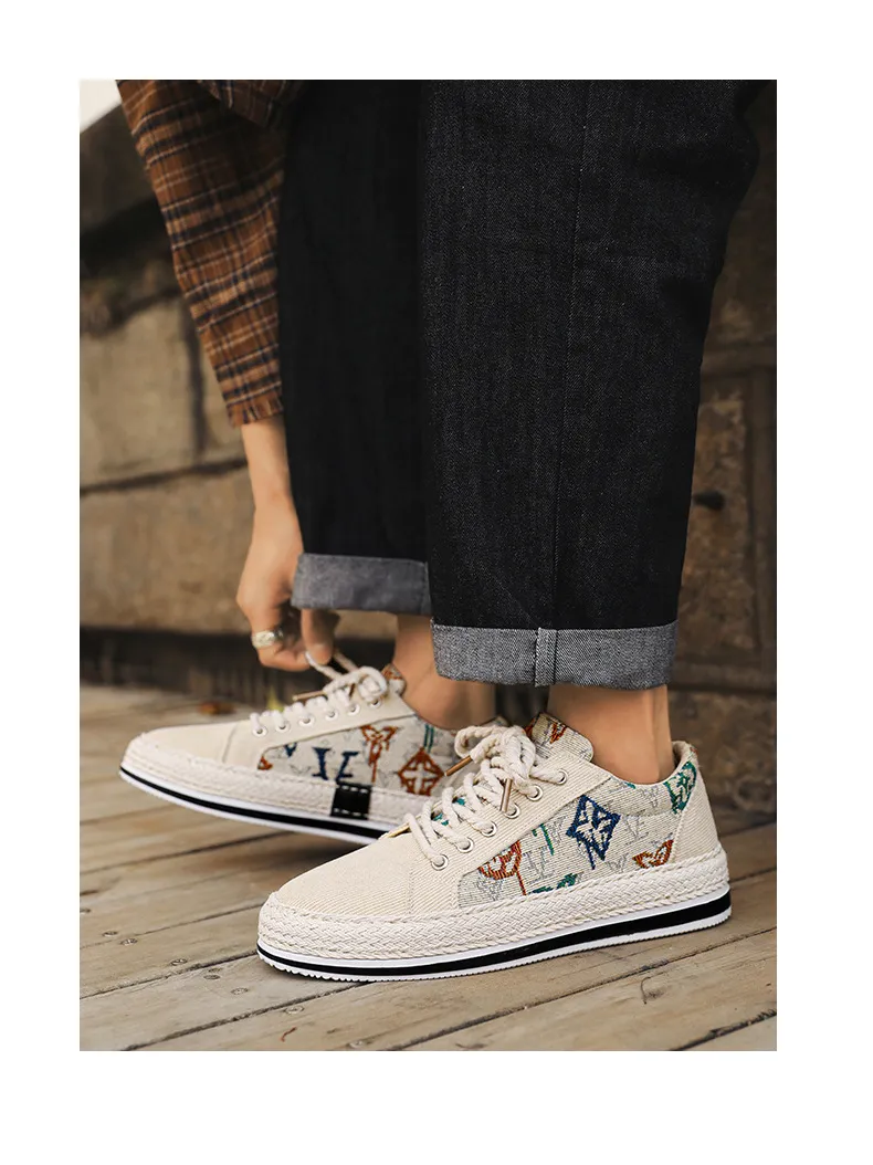 Men's Casual Canvas Shoes Breathable Lightweight Corduroy Loafers Old Beijing Style Flat Shoes Trendy Walking Sneakers for Spring showcase 11