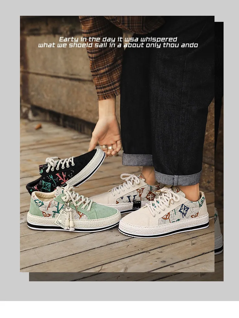 Men's Casual Canvas Shoes Breathable Lightweight Corduroy Loafers Old Beijing Style Flat Shoes Trendy Walking Sneakers for Spring showcase 1