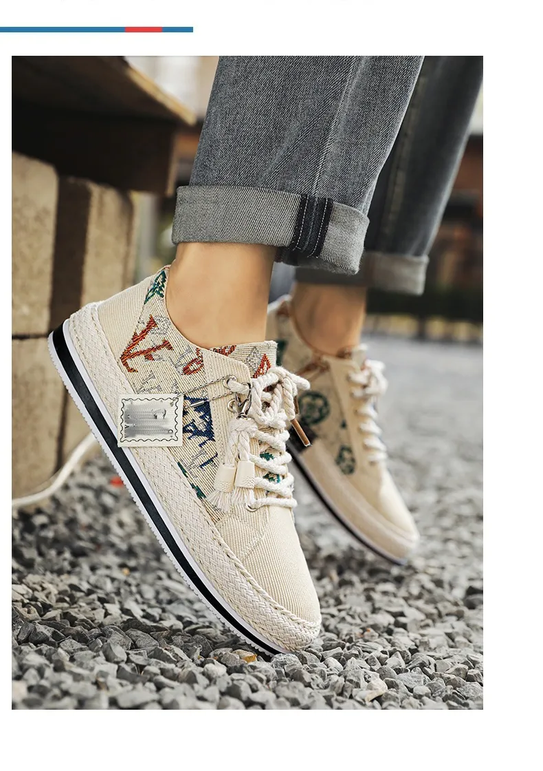 Men's Casual Canvas Shoes Breathable Lightweight Corduroy Loafers Old Beijing Style Flat Shoes Trendy Walking Sneakers for Spring showcase 8
