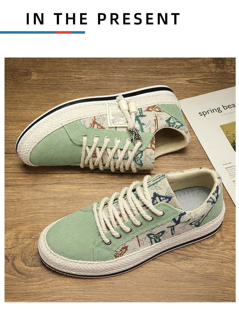 Men's Casual Canvas Shoes Breathable Lightweight Corduroy Loafers Old Beijing Style Flat Shoes Trendy Walking Sneakers for Spring showcase 18