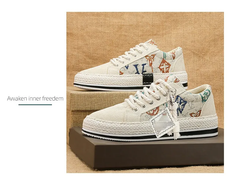 Men's Casual Canvas Shoes Breathable Lightweight Corduroy Loafers Old Beijing Style Flat Shoes Trendy Walking Sneakers for Spring showcase 9