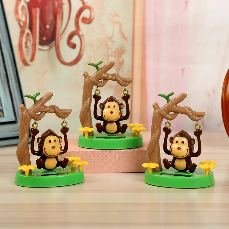Swing Monkey Solar Powered Car Ornament - Cute Cartoon Animal Doll, Creative Car Decoration, Interior Accessories, Dashboard Decor, Perfect Gift for Car Lovers thumbnail 1