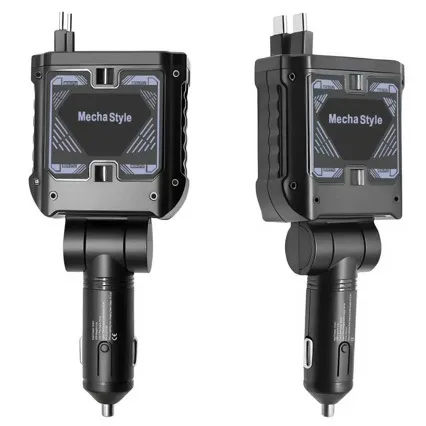 120W Car Charger with Retractable Cables, Dual Port Fast Charging Cigarette Lighter Adapter for Phones and Tablets - Mech Design thumbnail 1