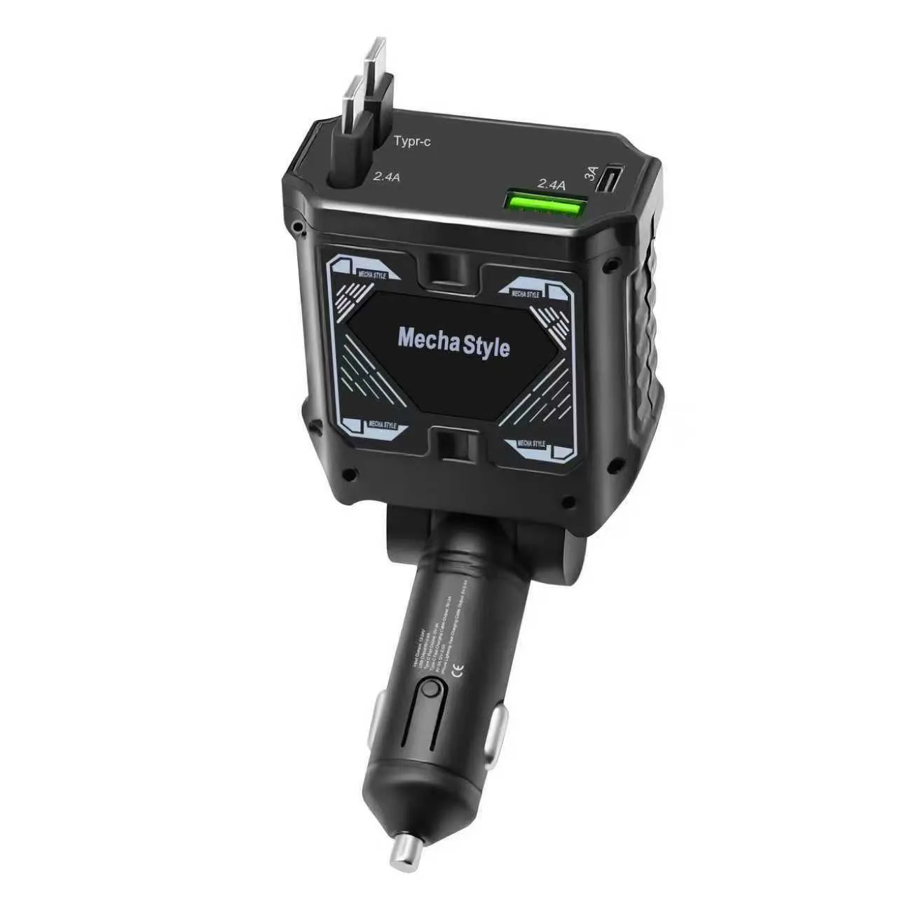 120W Car Charger with Retractable Cables, Dual Port Fast Charging Cigarette Lighter Adapter for Phones and Tablets - Mech Design thumbnail 9