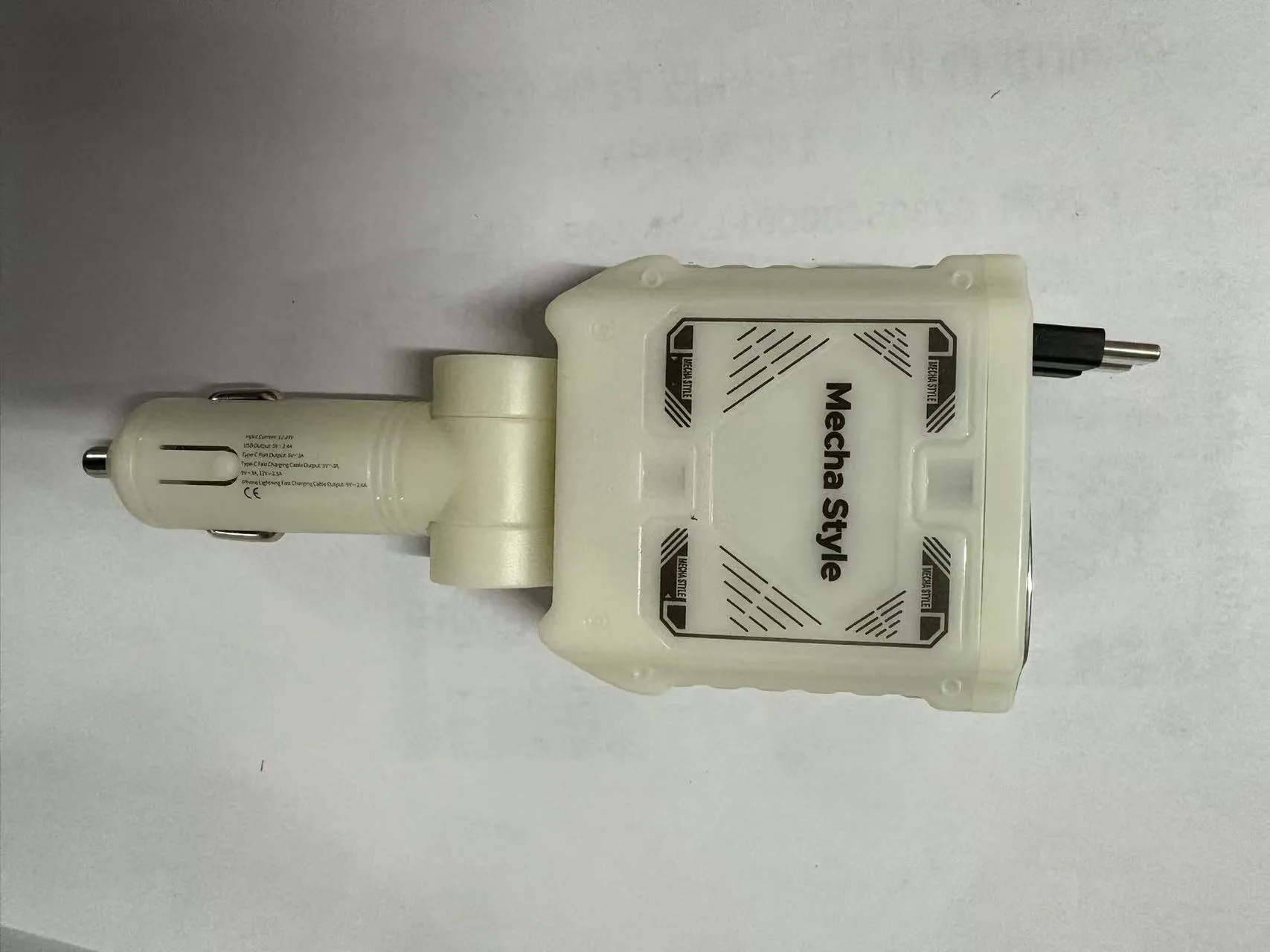 120W Car Charger with Retractable Cables, Dual Port Fast Charging Cigarette Lighter Adapter for Phones and Tablets - Mech Design thumbnail 6