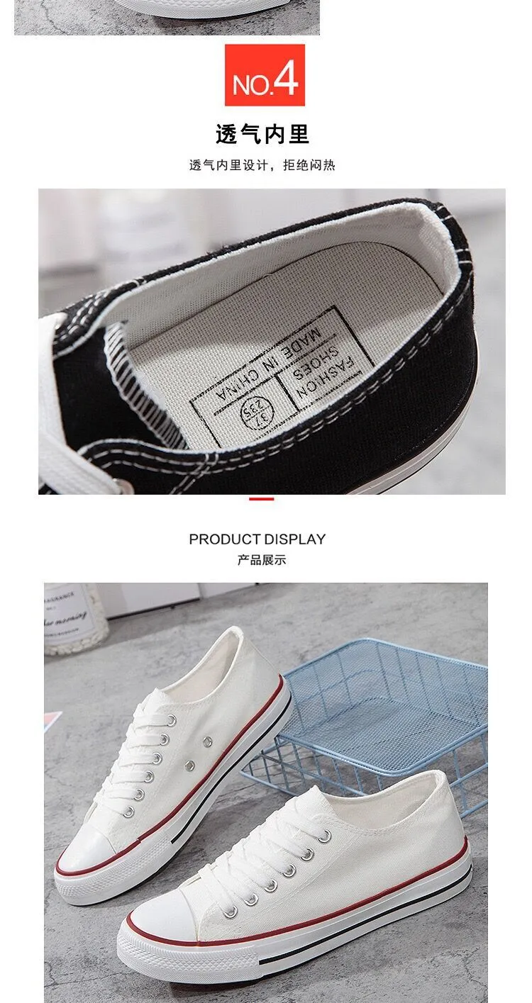Canvas Sneakers for Men and Women - 2025 Spring Trendy Versatile Low-Top Breathable Casual Cloth Shoes - White Fashion Sneakers showcase 4