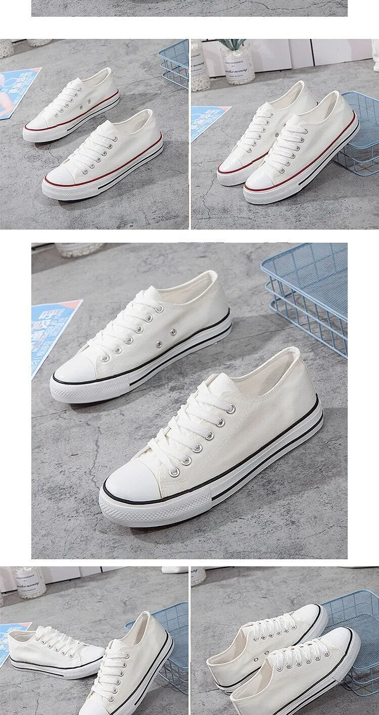 Canvas Sneakers for Men and Women - 2025 Spring Trendy Versatile Low-Top Breathable Casual Cloth Shoes - White Fashion Sneakers showcase 5