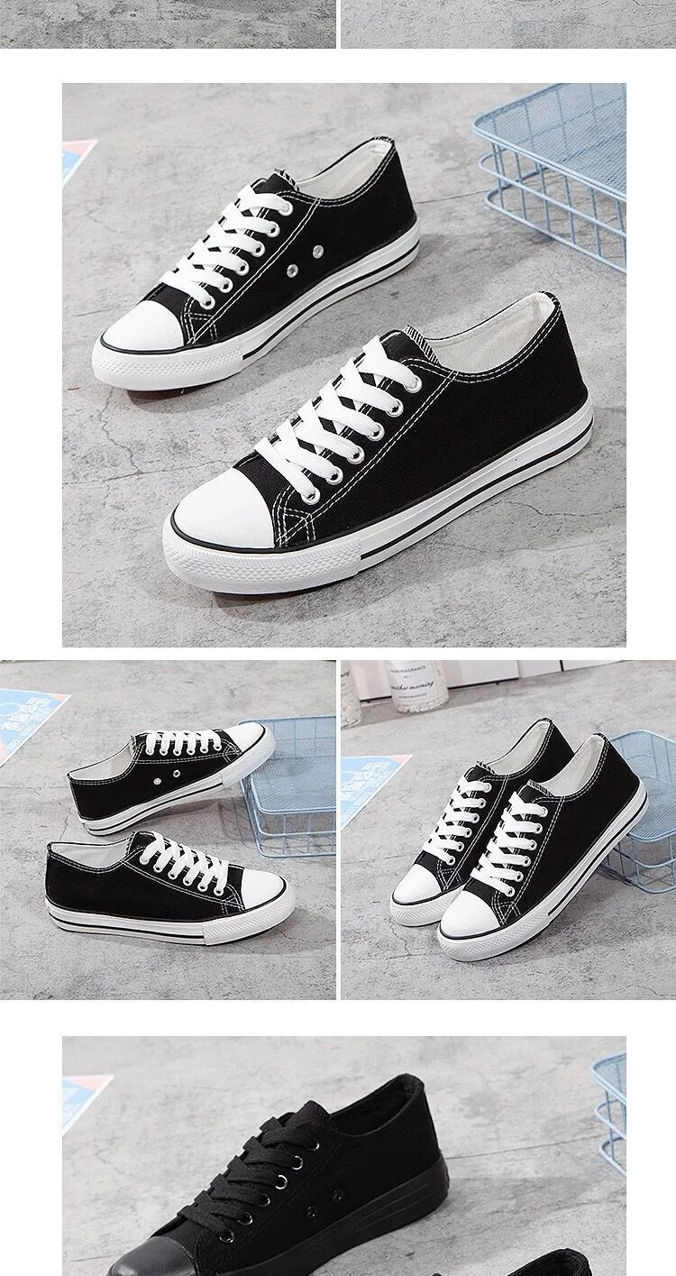 Canvas Sneakers for Men and Women - 2025 Spring Trendy Versatile Low-Top Breathable Casual Cloth Shoes - White Fashion Sneakers showcase 9
