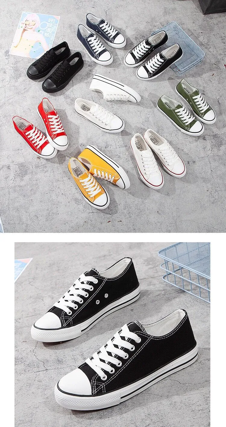 Canvas Sneakers for Men and Women - 2025 Spring Trendy Versatile Low-Top Breathable Casual Cloth Shoes - White Fashion Sneakers showcase 1