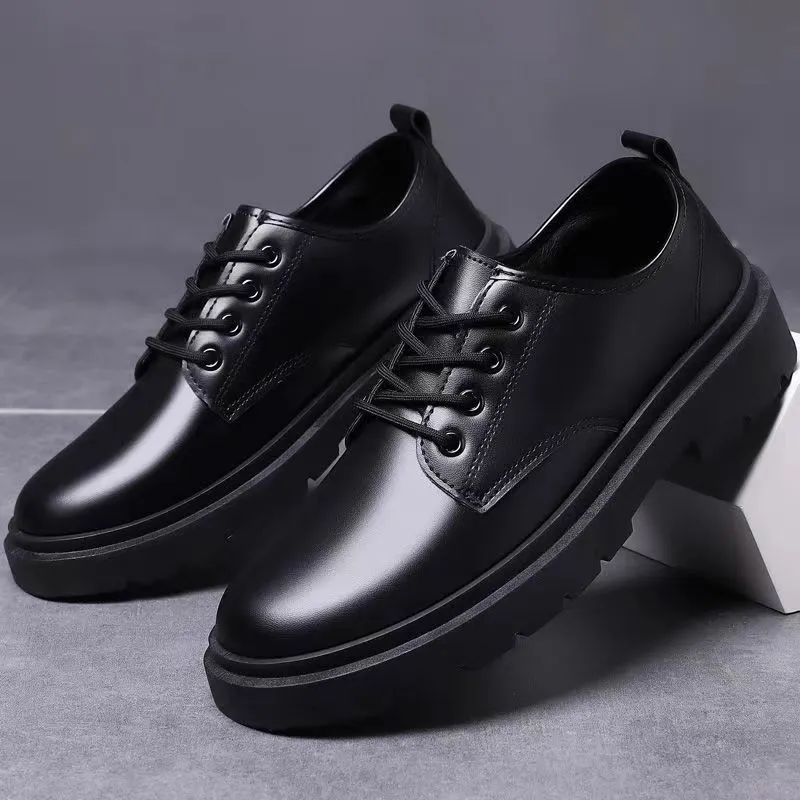 Men's Leather Dress Shoes British Style Platform Casual Trendy Shoes 2023 Winter New Arrival Cross-border Business Shoes for Young Men thumbnail 6