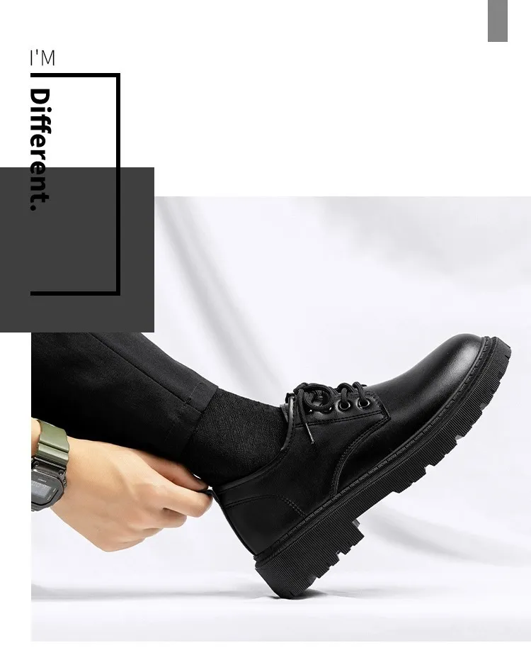 Men's Leather Dress Shoes British Style Platform Casual Trendy Shoes 2023 Winter New Arrival Cross-border Business Shoes for Young Men showcase 2