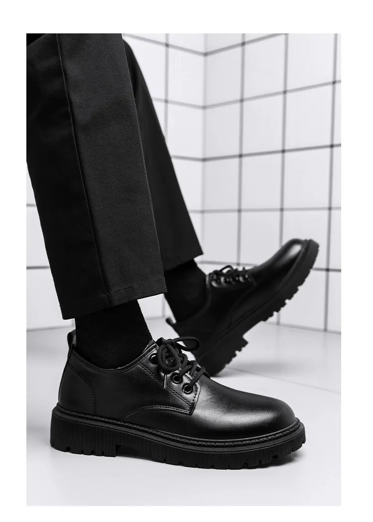 Men's Leather Dress Shoes British Style Platform Casual Trendy Shoes 2023 Winter New Arrival Cross-border Business Shoes for Young Men showcase 8