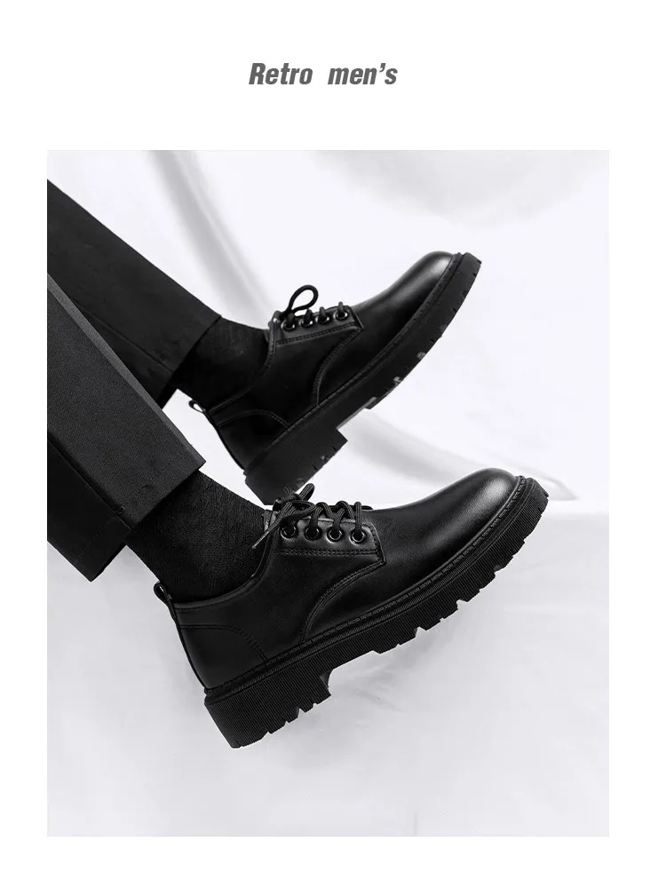 Men's Leather Dress Shoes British Style Platform Casual Trendy Shoes 2023 Winter New Arrival Cross-border Business Shoes for Young Men showcase 10