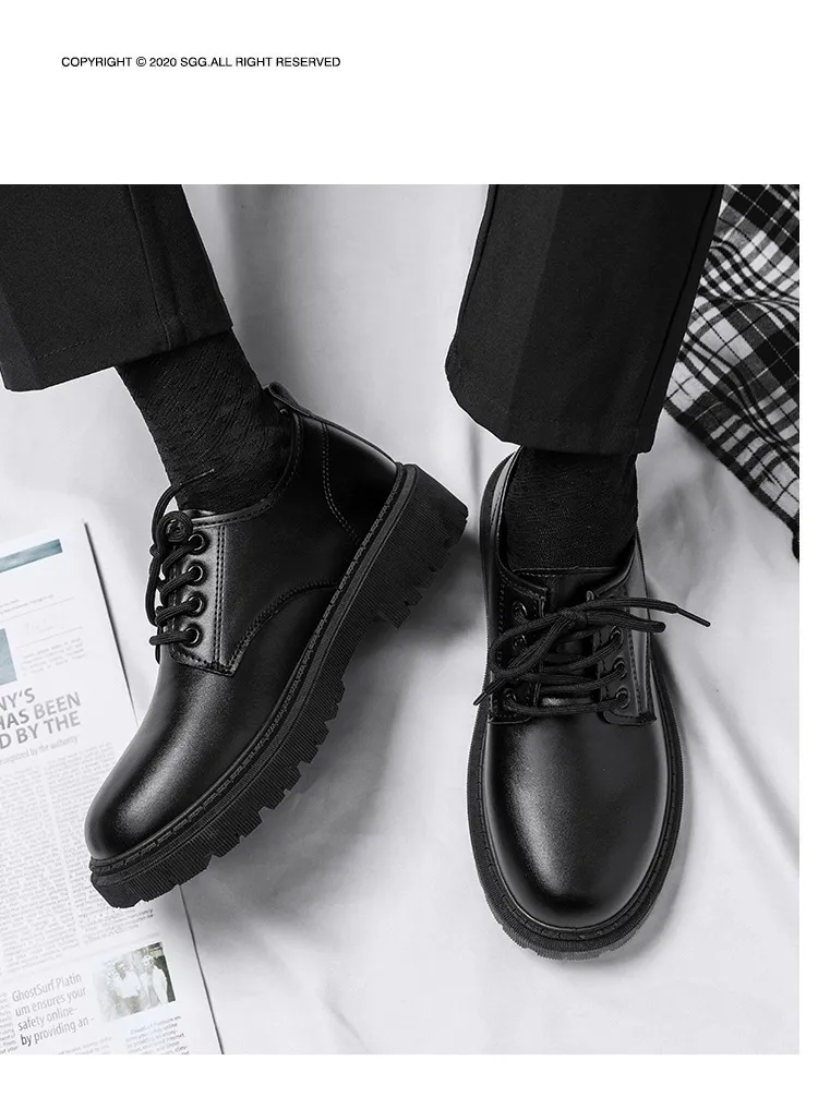 Men's Leather Dress Shoes British Style Platform Casual Trendy Shoes 2023 Winter New Arrival Cross-border Business Shoes for Young Men showcase 7