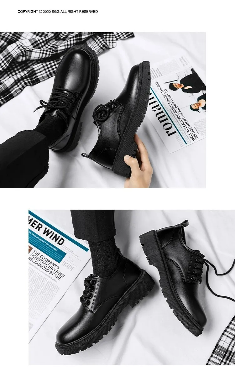 Men's Leather Dress Shoes British Style Platform Casual Trendy Shoes 2023 Winter New Arrival Cross-border Business Shoes for Young Men showcase 9