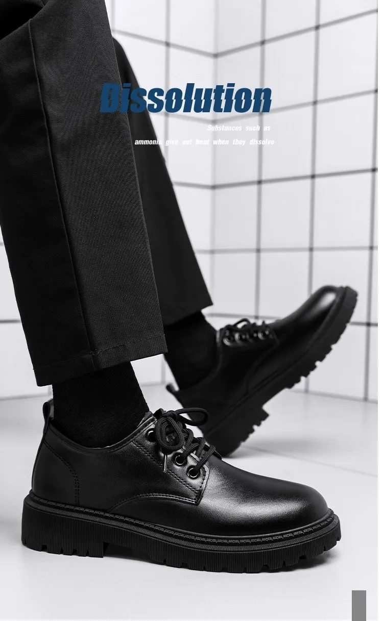 Men's Leather Dress Shoes British Style Platform Casual Trendy Shoes 2023 Winter New Arrival Cross-border Business Shoes for Young Men showcase 1