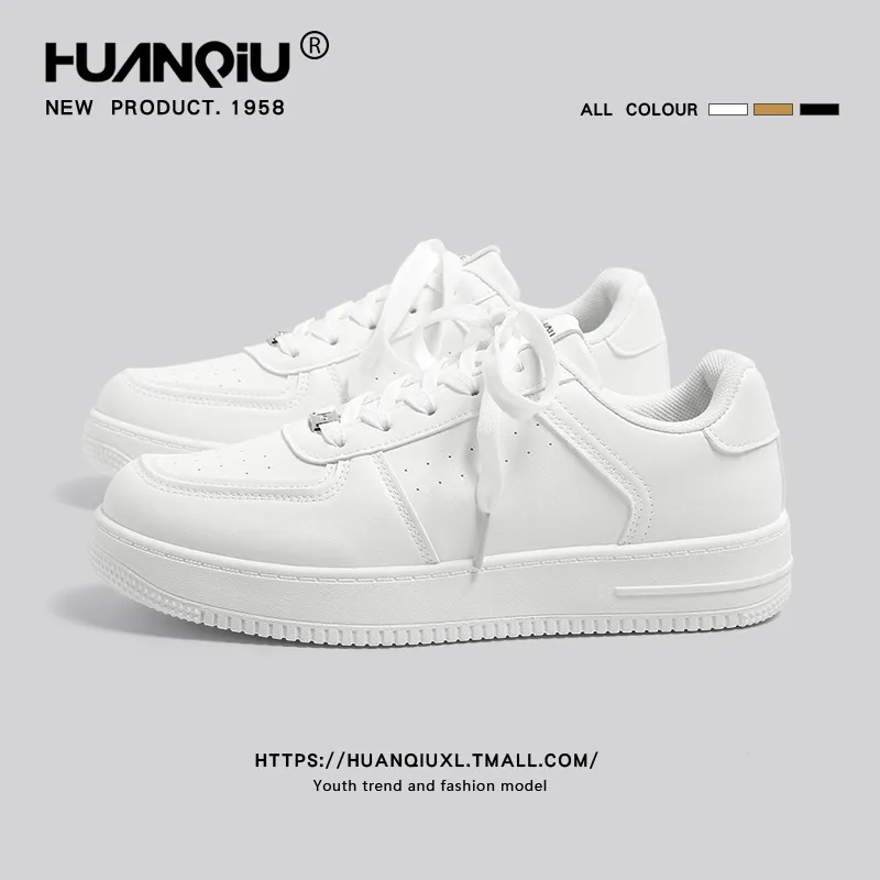 Men's Casual White Board Shoes 2025 - Universal Thick-Soled Sneakers for Spring, YW-223829 Style - Comfortable Fashion Footwear thumbnail 1