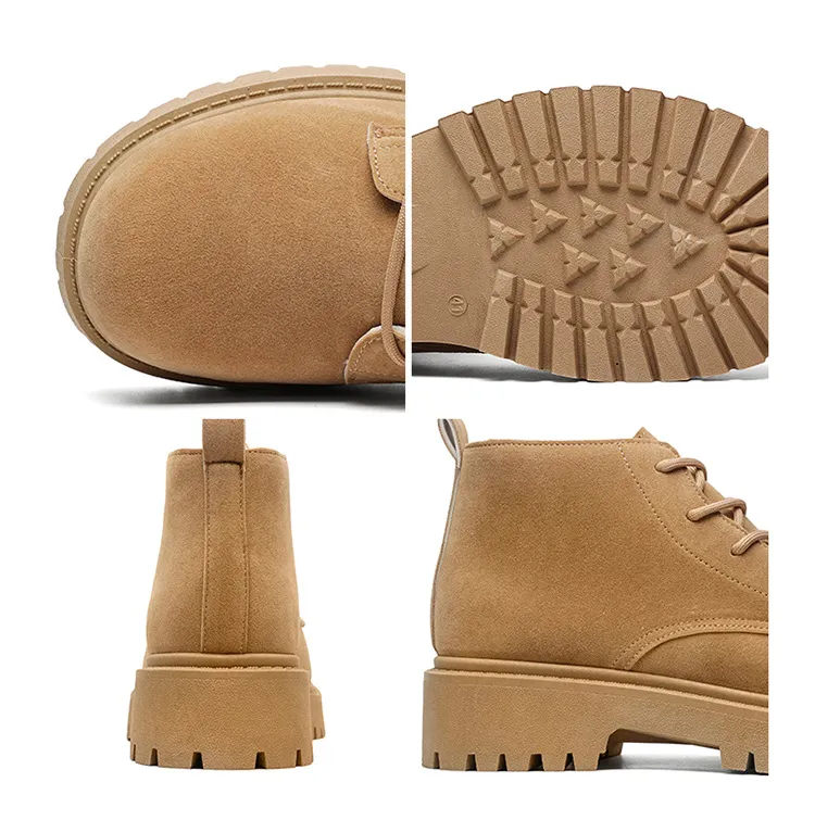 Men's High-Top Suede Derby Shoes - Autumn Fashion Work Boots with Thick Sole and Large Toe - Retro Trendy Yellow Boots showcase 20