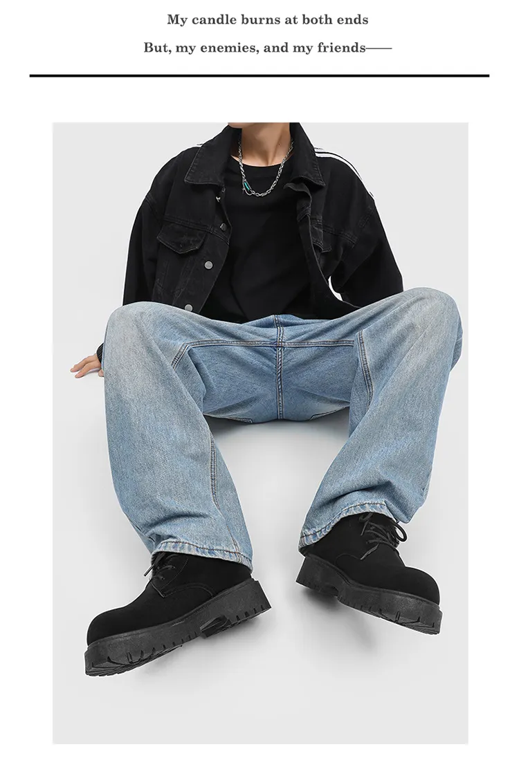 Men's High-Top Suede Derby Shoes - Autumn Fashion Work Boots with Thick Sole and Large Toe - Retro Trendy Yellow Boots showcase 2