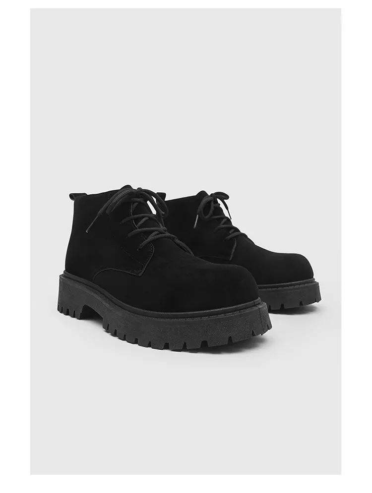 Men's High-Top Suede Derby Shoes - Autumn Fashion Work Boots with Thick Sole and Large Toe - Retro Trendy Yellow Boots showcase 5