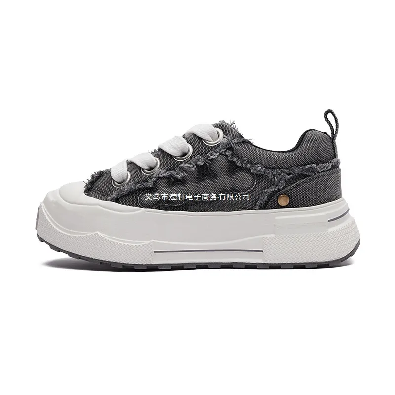 Unisex Canvas Sneakers Thick Sole - Qintian Style Casual Trendy Shoes for Men and Women, Wear-Resistant Fashion Sneakers showcase 5