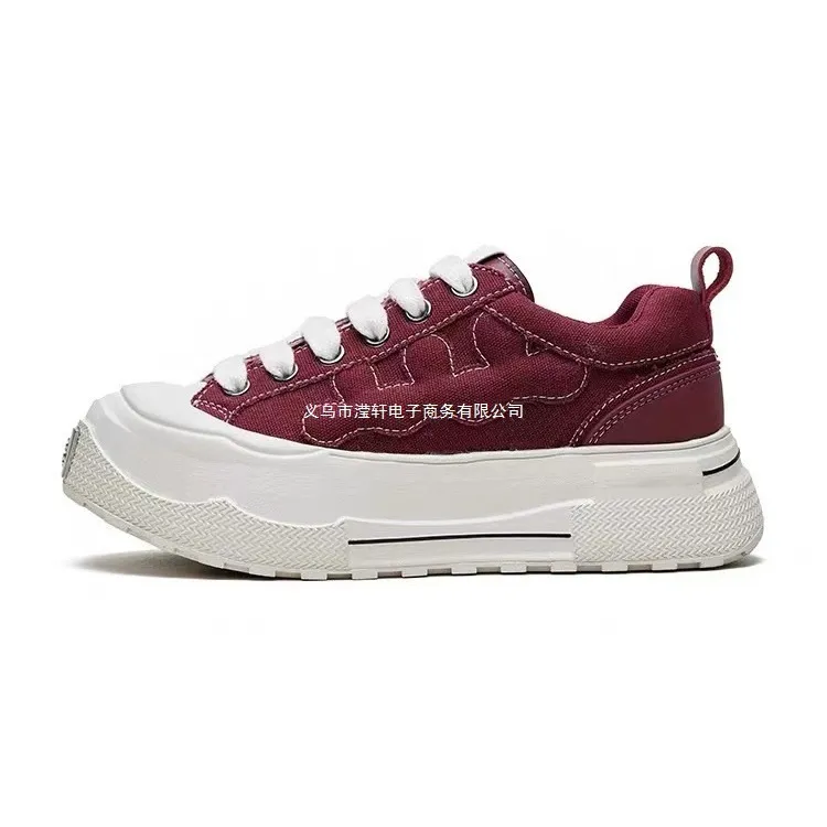 Unisex Canvas Sneakers Thick Sole - Qintian Style Casual Trendy Shoes for Men and Women, Wear-Resistant Fashion Sneakers showcase 4