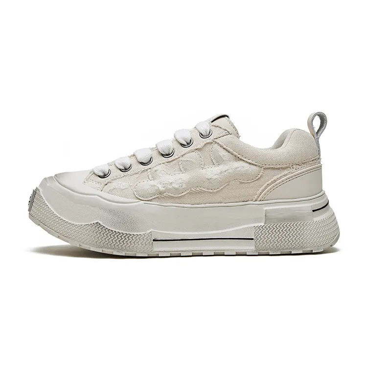 Unisex Canvas Sneakers Thick Sole - Qintian Style Casual Trendy Shoes for Men and Women, Wear-Resistant Fashion Sneakers thumbnail 2