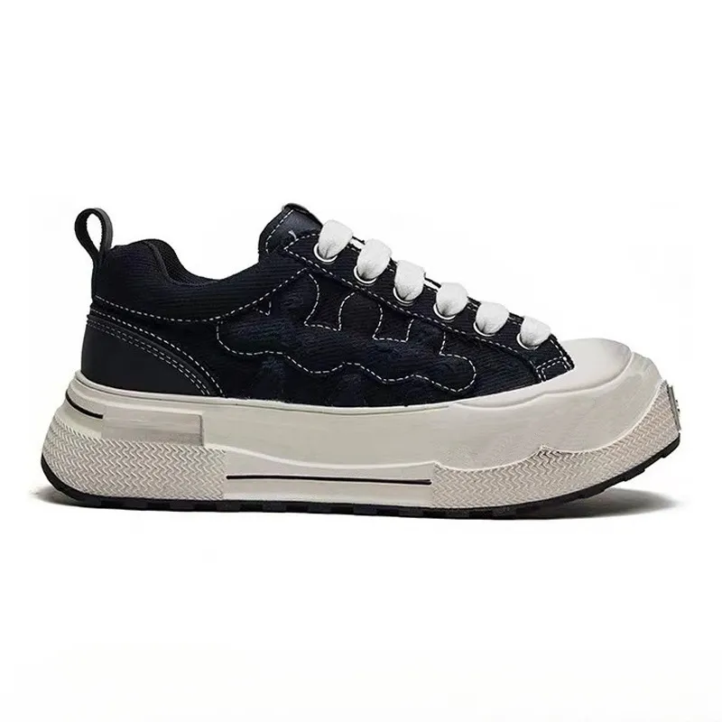 Unisex Canvas Sneakers Thick Sole - Qintian Style Casual Trendy Shoes for Men and Women, Wear-Resistant Fashion Sneakers thumbnail 1