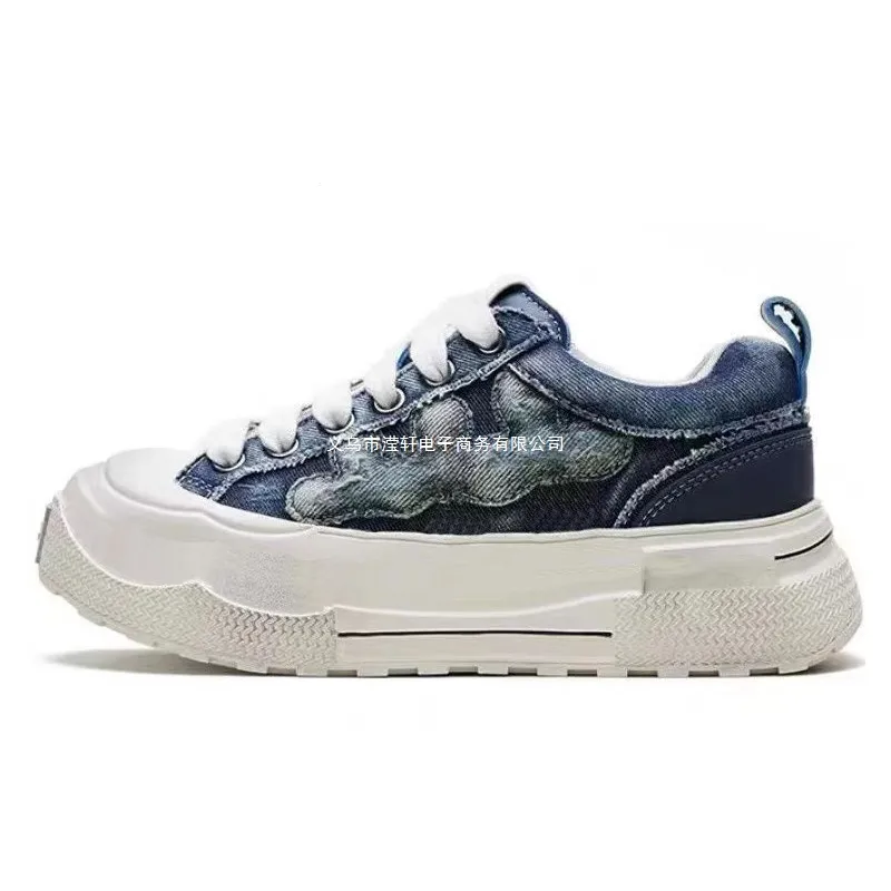 Unisex Canvas Sneakers Thick Sole - Qintian Style Casual Trendy Shoes for Men and Women, Wear-Resistant Fashion Sneakers showcase 3