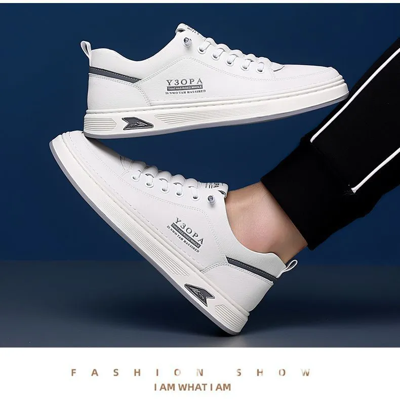 Men's Fashion Sneakers 2024: Hot Selling Versatile Breathable Casual Shoes, White Non-Slip Trendy Sneakers for Men showcase 19