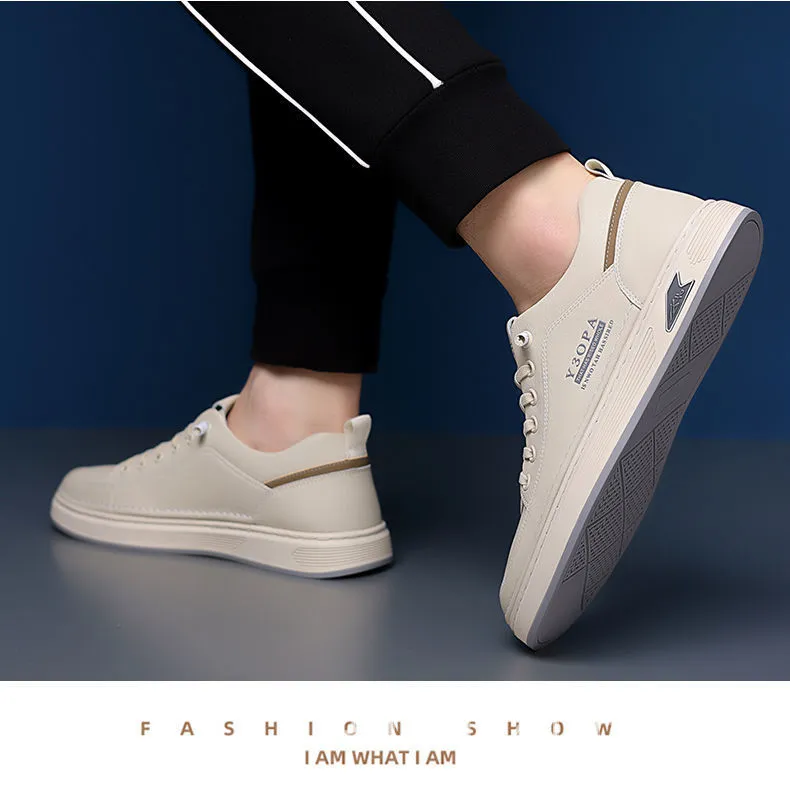 Men's Fashion Sneakers 2024: Hot Selling Versatile Breathable Casual Shoes, White Non-Slip Trendy Sneakers for Men showcase 16