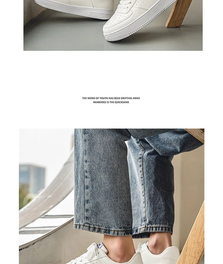 Men's White Sneakers Breathable Casual Shoes - 2024 Summer Lightweight Sports Shoes for Youth & Students - All-Match Fashion showcase 8