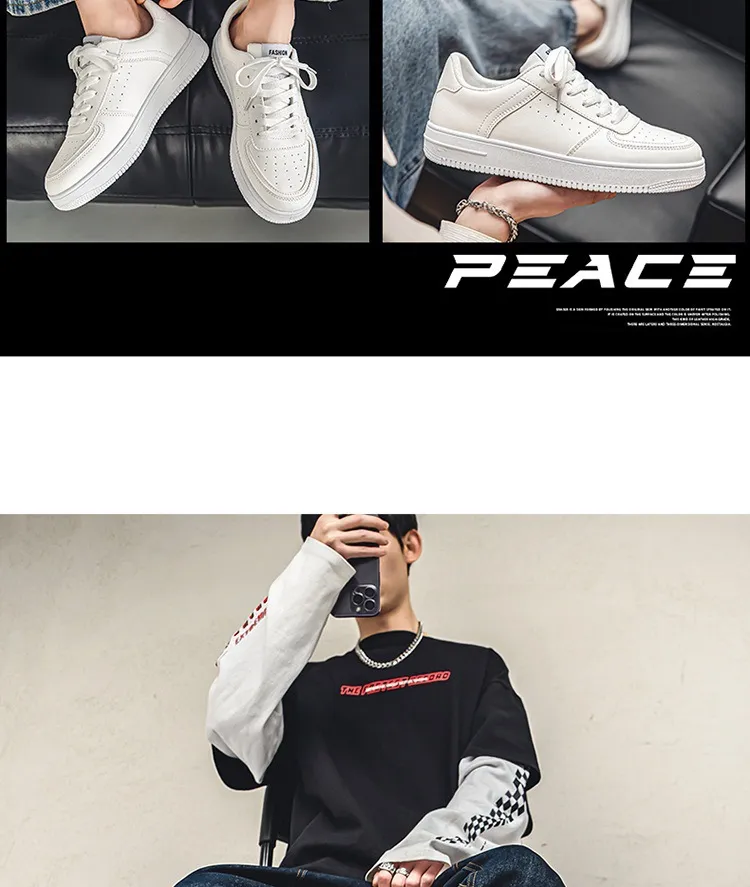 Men's White Sneakers Breathable Casual Shoes - 2024 Summer Lightweight Sports Shoes for Youth & Students - All-Match Fashion showcase 13