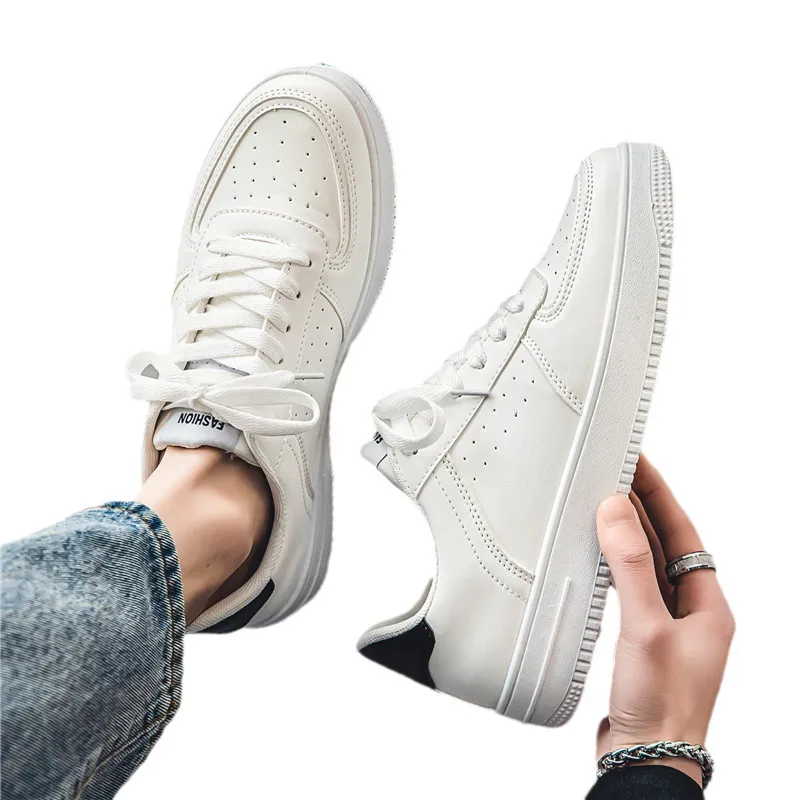 Men's White Sneakers Breathable Casual Shoes - 2024 Summer Lightweight Sports Shoes for Youth & Students - All-Match Fashion thumbnail 5