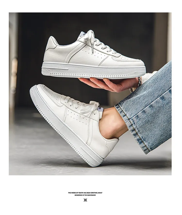 Men's White Sneakers Breathable Casual Shoes - 2024 Summer Lightweight Sports Shoes for Youth & Students - All-Match Fashion showcase 1