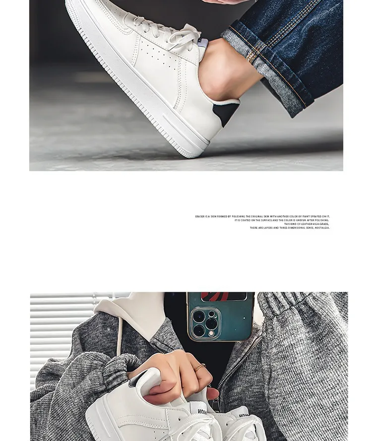 Men's White Sneakers Breathable Casual Shoes - 2024 Summer Lightweight Sports Shoes for Youth & Students - All-Match Fashion showcase 16