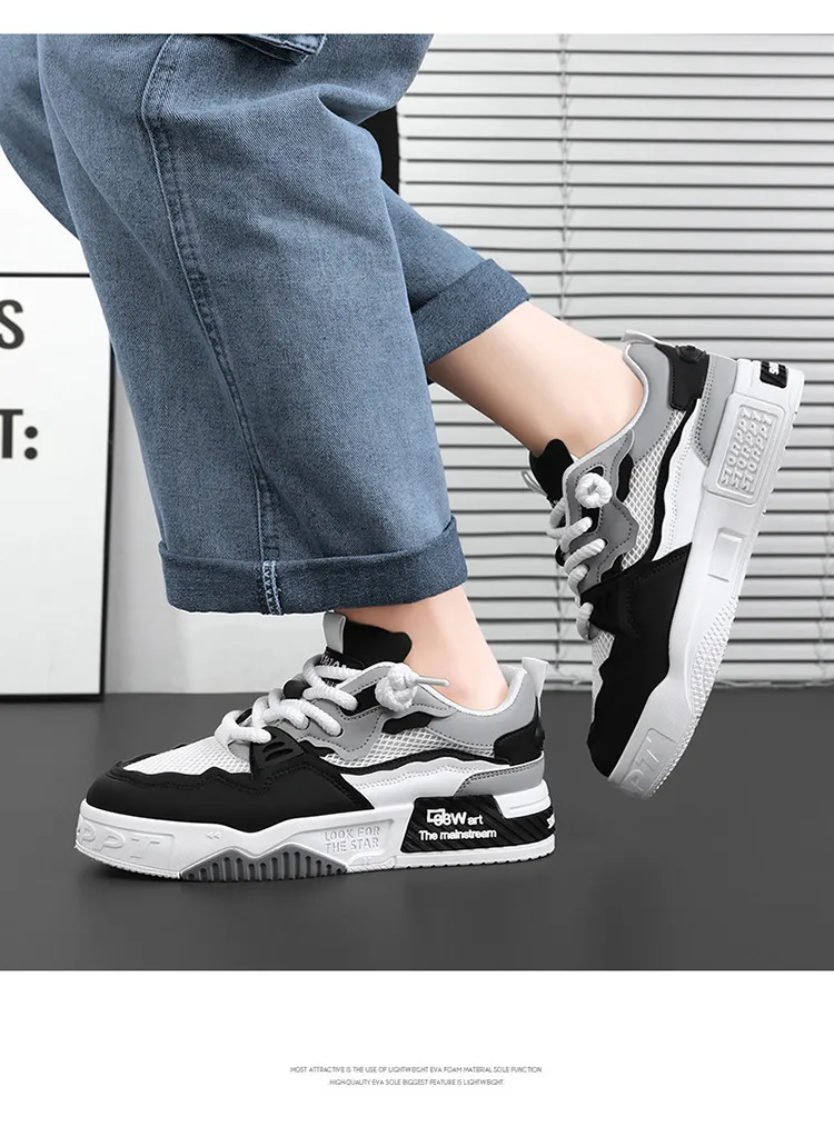 Men's White Fashion Sneakers Plus Size - Comfortable Soft Bottom Casual Shoes for All Seasons, Foreign Trade Style showcase 19