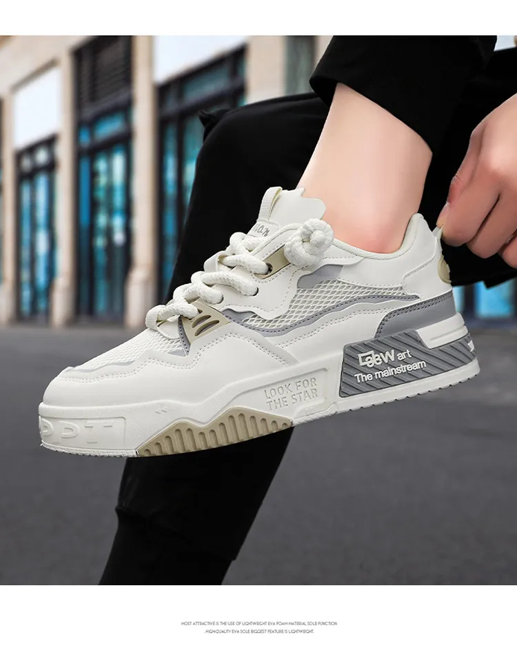 Men's White Fashion Sneakers Plus Size - Comfortable Soft Bottom Casual Shoes for All Seasons, Foreign Trade Style showcase 15
