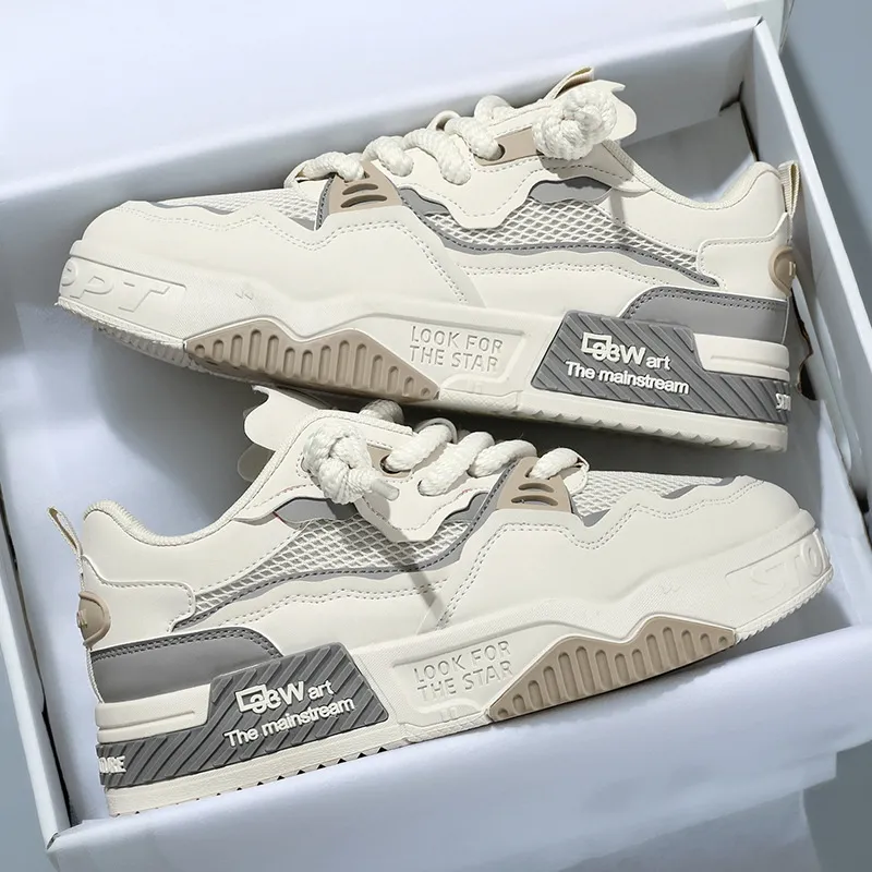 Men's White Fashion Sneakers Plus Size - Comfortable Soft Bottom Casual Shoes for All Seasons, Foreign Trade Style thumbnail 3