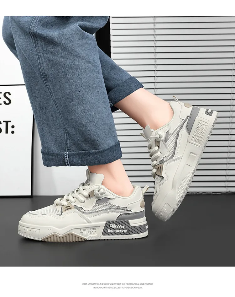 Men's White Fashion Sneakers Plus Size - Comfortable Soft Bottom Casual Shoes for All Seasons, Foreign Trade Style showcase 14
