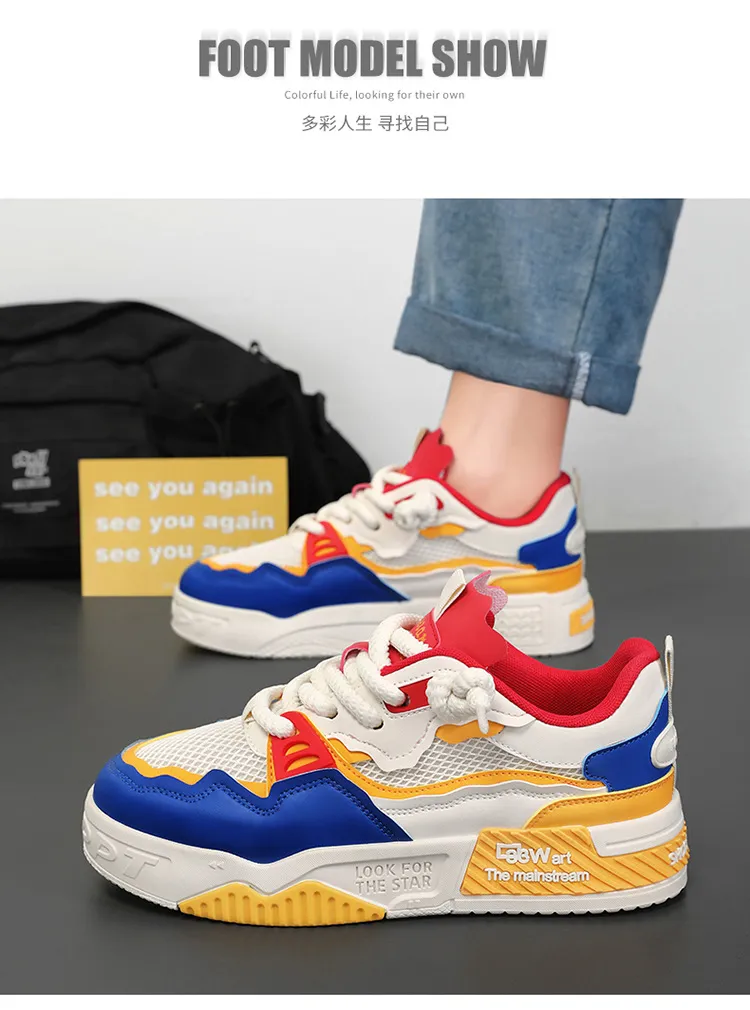 Men's White Fashion Sneakers Plus Size - Comfortable Soft Bottom Casual Shoes for All Seasons, Foreign Trade Style showcase 8