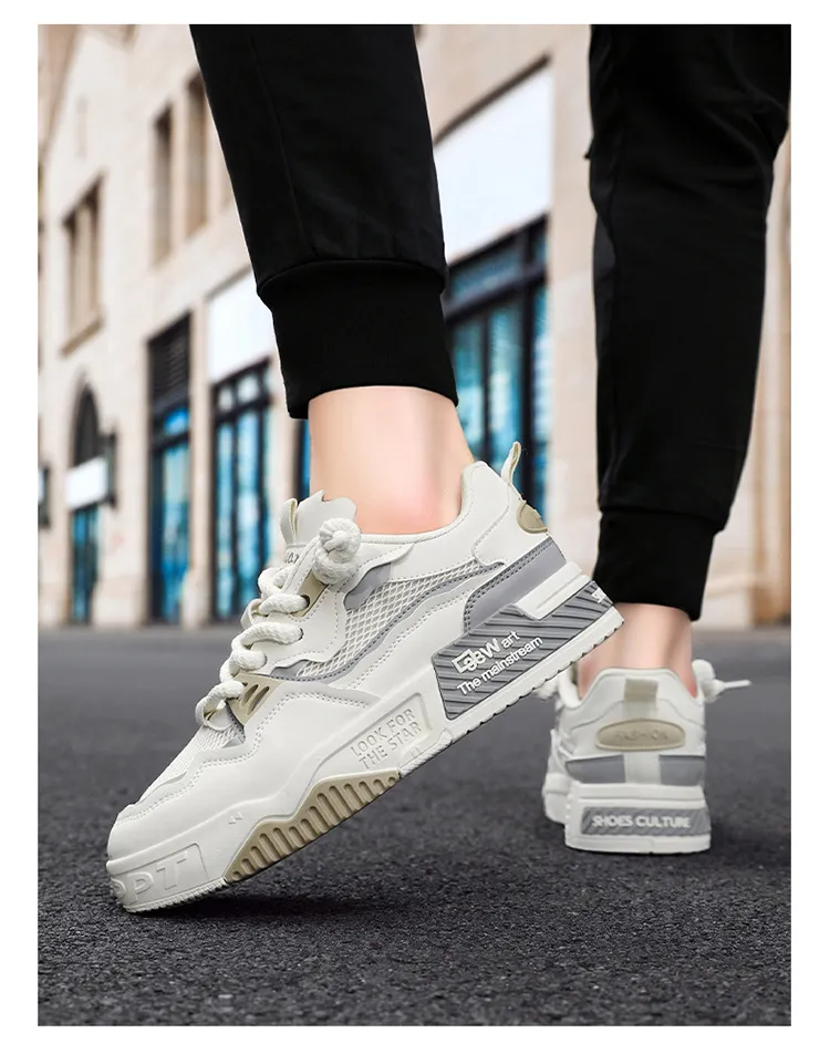 Men's White Fashion Sneakers Plus Size - Comfortable Soft Bottom Casual Shoes for All Seasons, Foreign Trade Style showcase 16