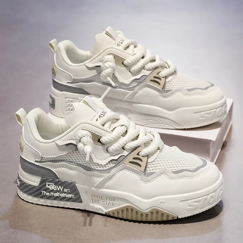 Men's White Fashion Sneakers Plus Size - Comfortable Soft Bottom Casual Shoes for All Seasons, Foreign Trade Style thumbnail 8