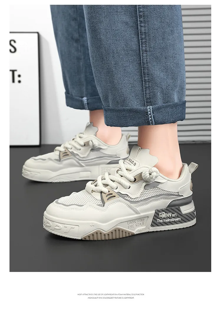 Men's White Fashion Sneakers Plus Size - Comfortable Soft Bottom Casual Shoes for All Seasons, Foreign Trade Style showcase 13