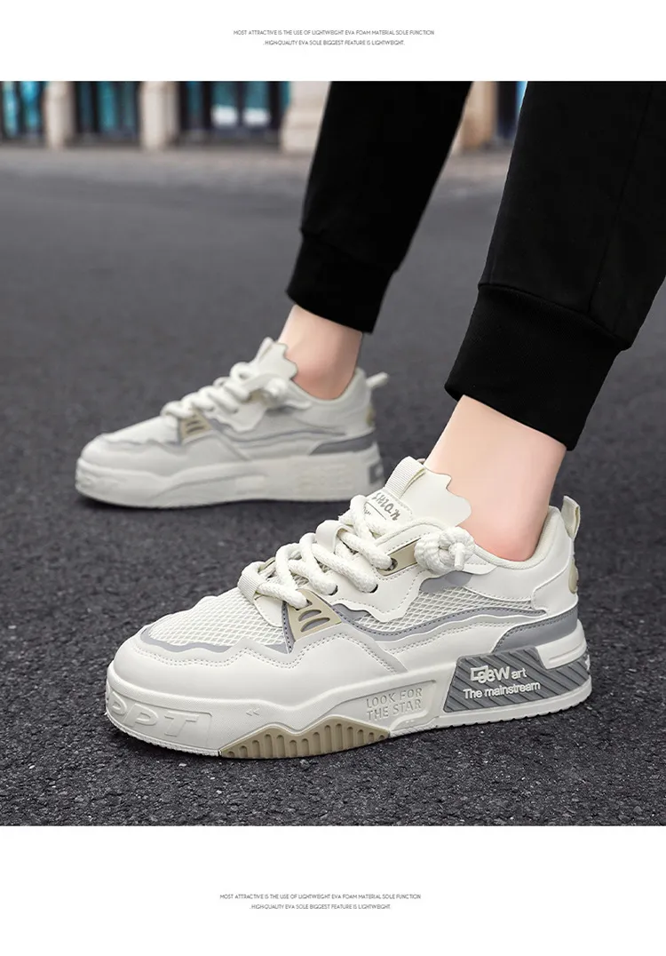 Men's White Fashion Sneakers Plus Size - Comfortable Soft Bottom Casual Shoes for All Seasons, Foreign Trade Style showcase 17