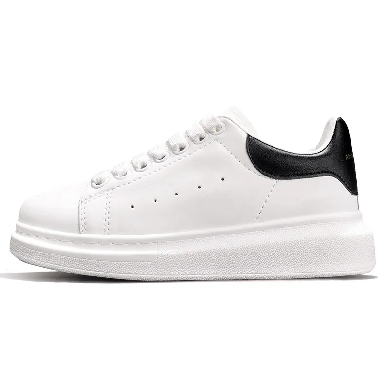 Alexander McQueen Inspired White Leather Sneakers for Men & Women - Thick Sole Height Increasing Fashion Casual Shoes - Premium Quality Putian Edition thumbnail 1